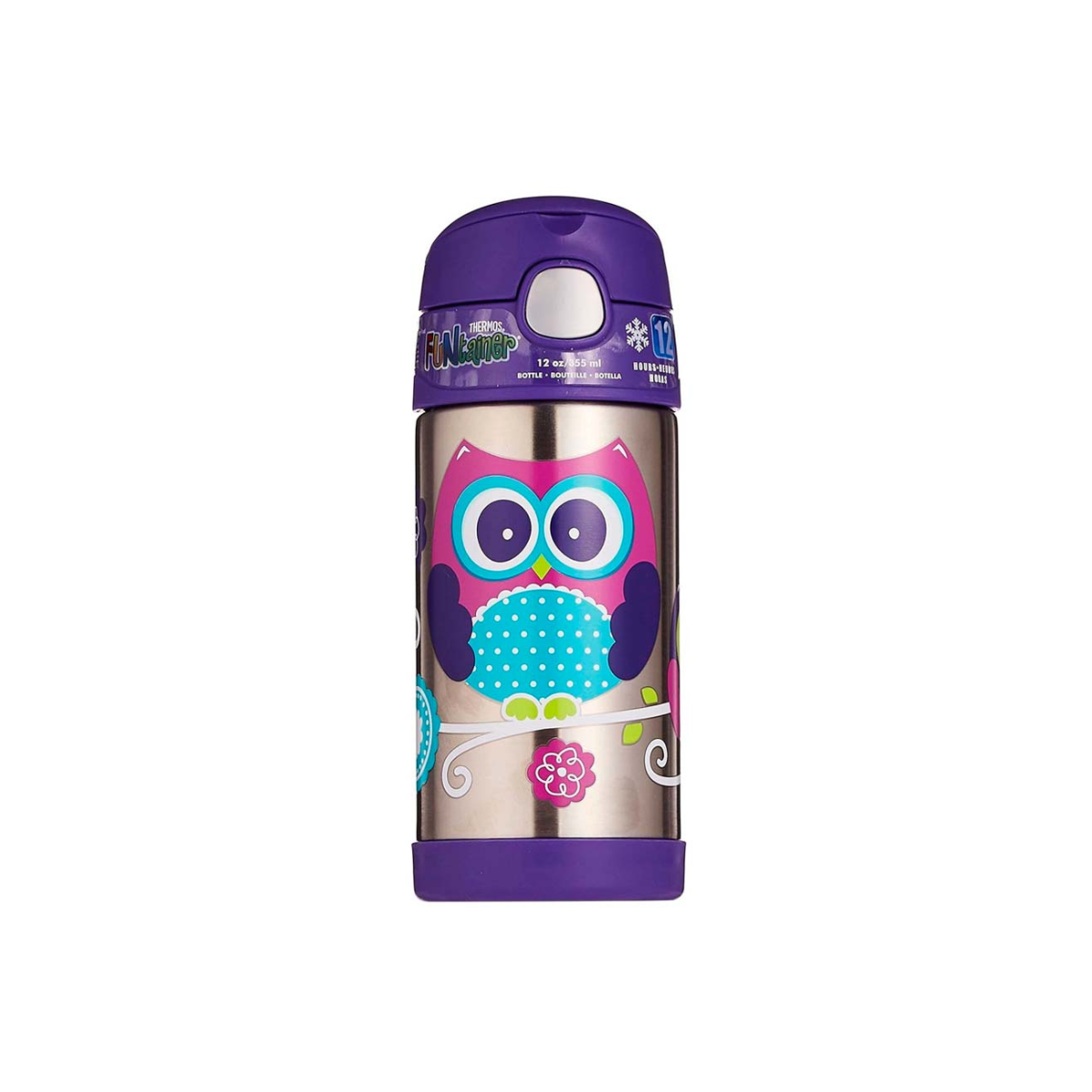 Thermos Funtainer 355 мл термопоильник с трубочкой Сова для детей