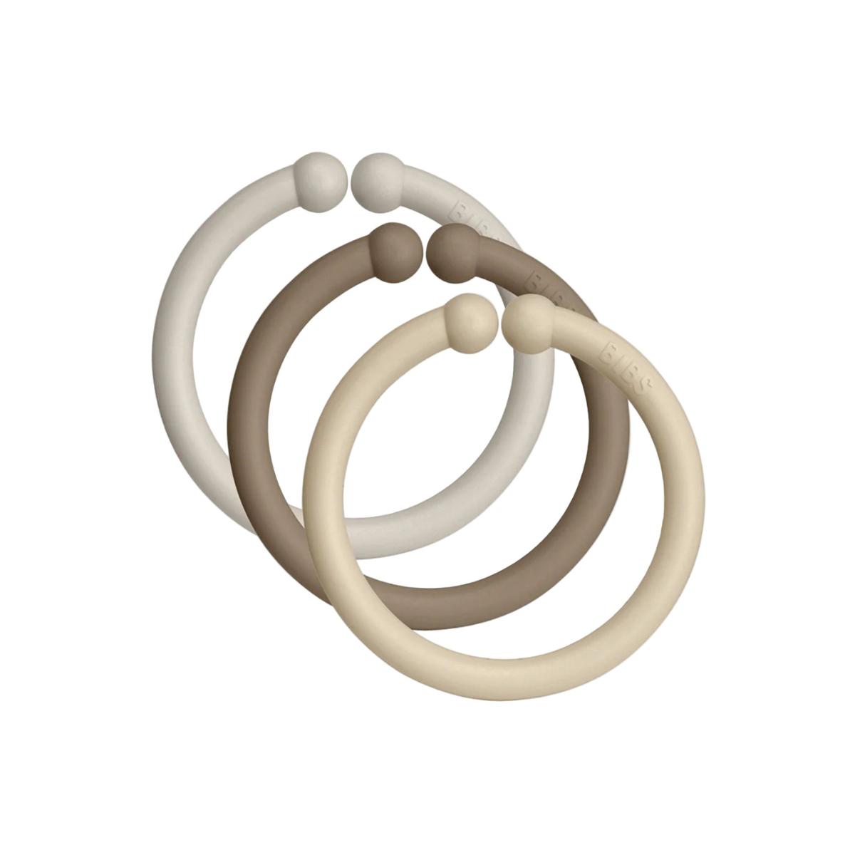 BIBS Loops кольца для игрушек 12 шт бежево-коричневые