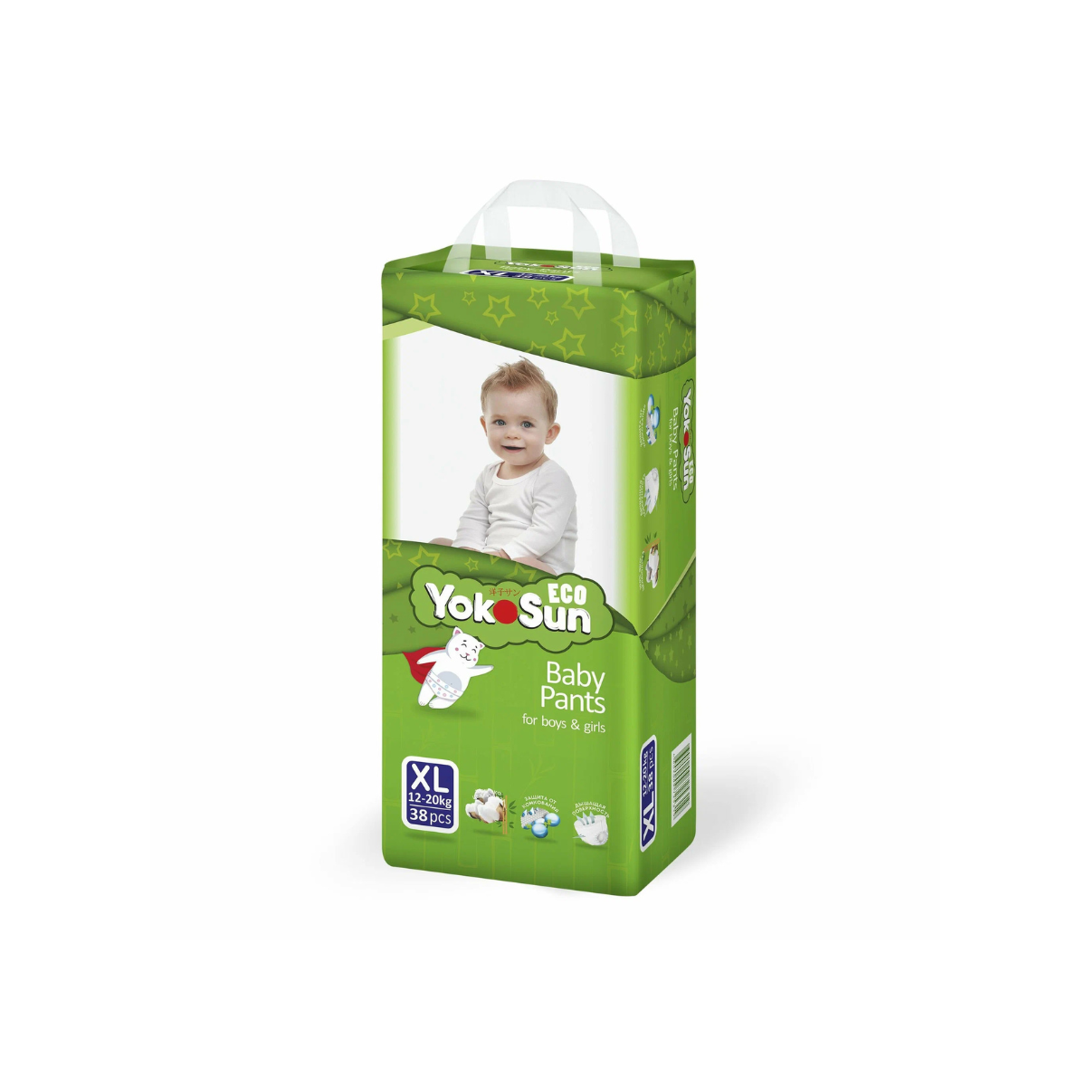 Трусики YokoSun Eco размер XL (12-20 кг) 38 шт подгузники-трусики