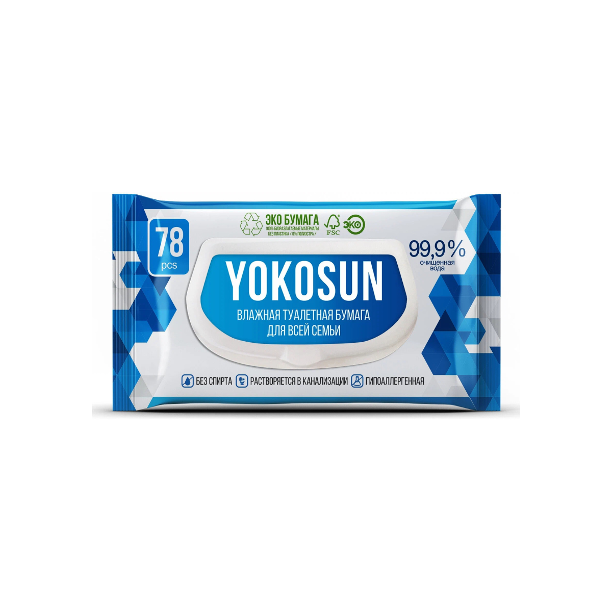 Влажная туалетная бумага YokoSun 78 листов для взрослых