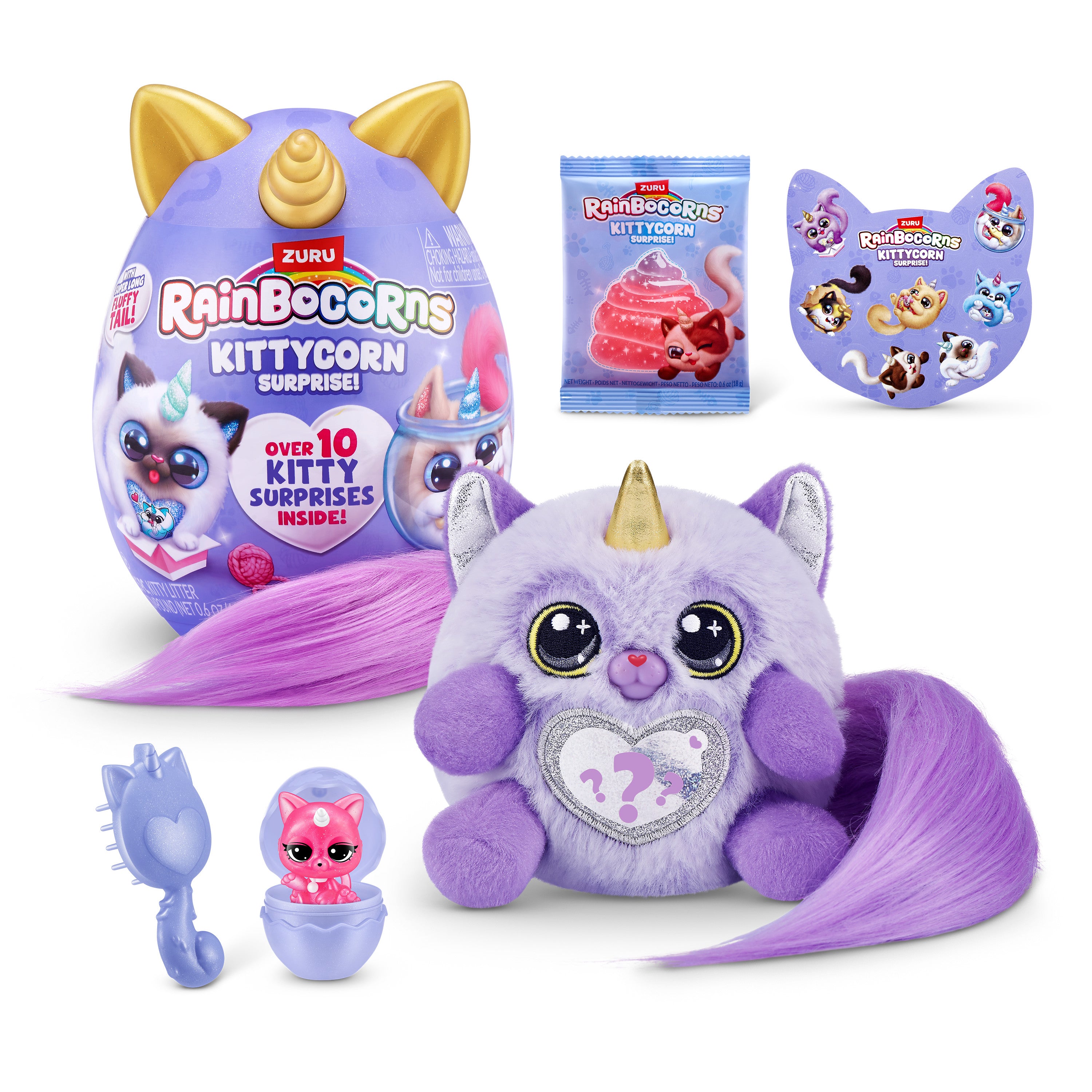 Zuru Rainbocorns Kittycorn плюшевая игрушка кошка-единорог