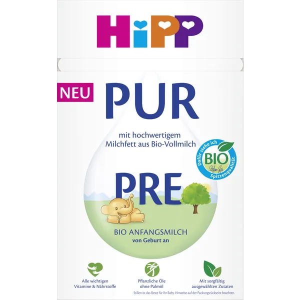 HiPP PRE PUR sut aralashmasi 500 g, tug'ilgandan, palma yog'isiz