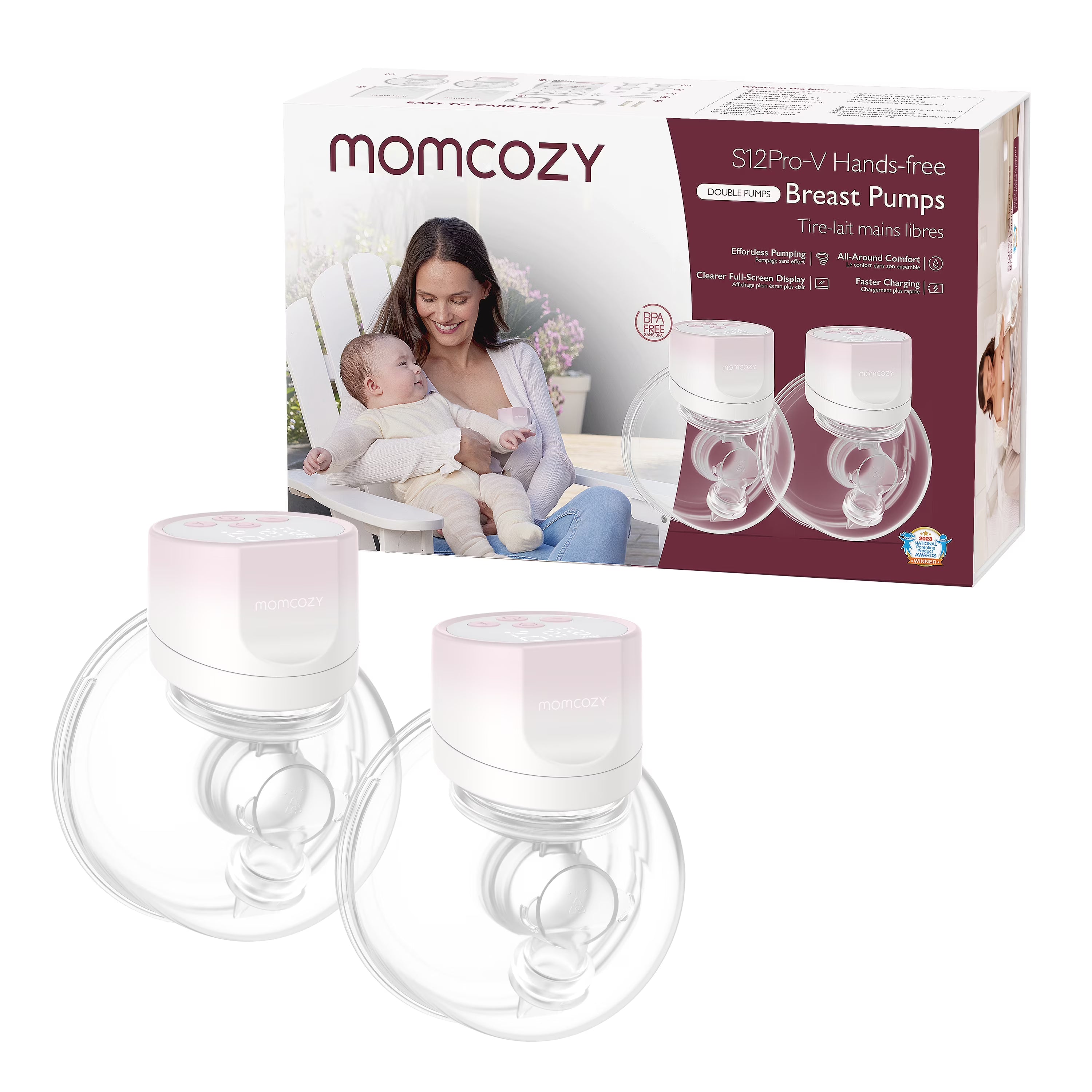 Молокоотсос Momcozy S12 Pro Double электрический двойной розовый