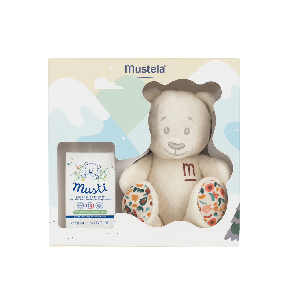 Mustela Musti to'plami: xushbo'y suv 50 ml va ayiq