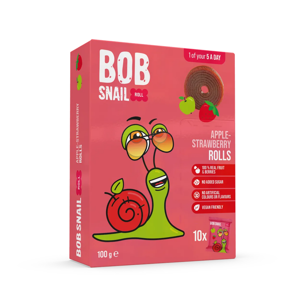 Фруктовый ролл Bob Snail яблоко-клубника без сахара, 60 г