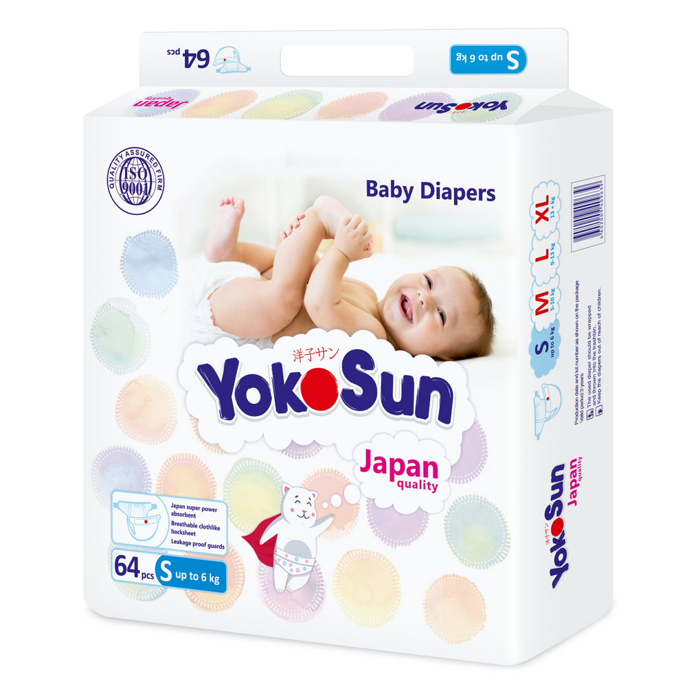 Подгузники YokoSun Comfort S, 4-8 кг, 64 шт