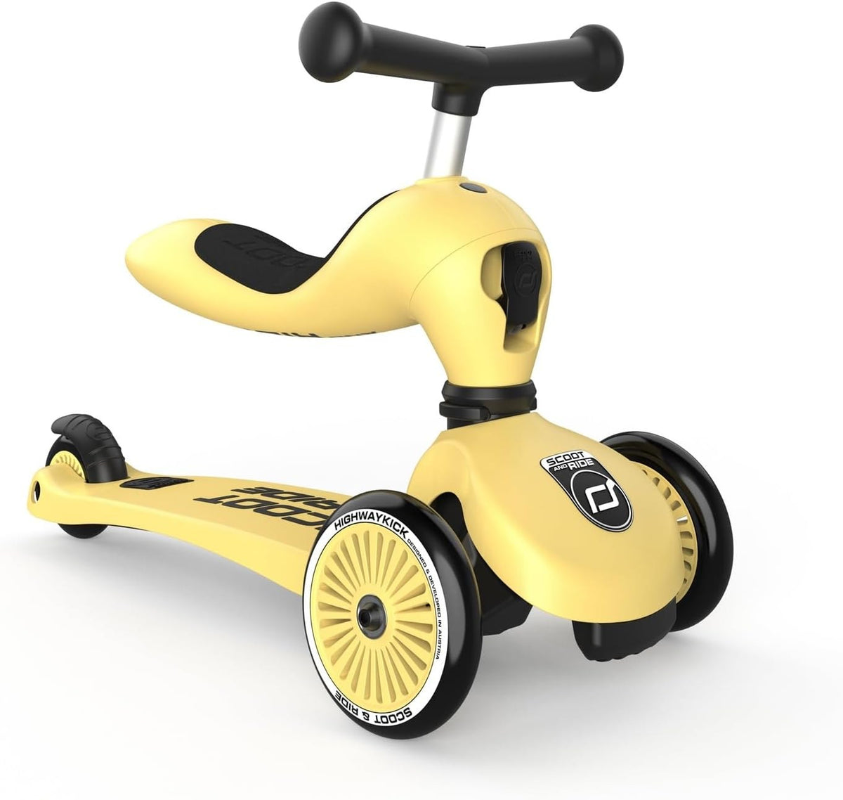 Scoot&Ride HighwayKick 1 Lemon (sariq) o'rindiqli samokat-katalka