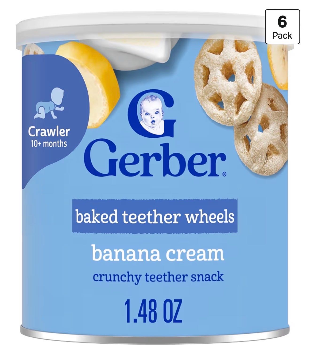 Прорезыватели Gerber Teether Wheels хрустящие с банановым кремом, 12+ мес