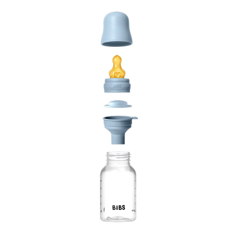 Бутылочка BIBS с круглой латексной соской, 150 мл, медленный поток, цвета Baby Blue