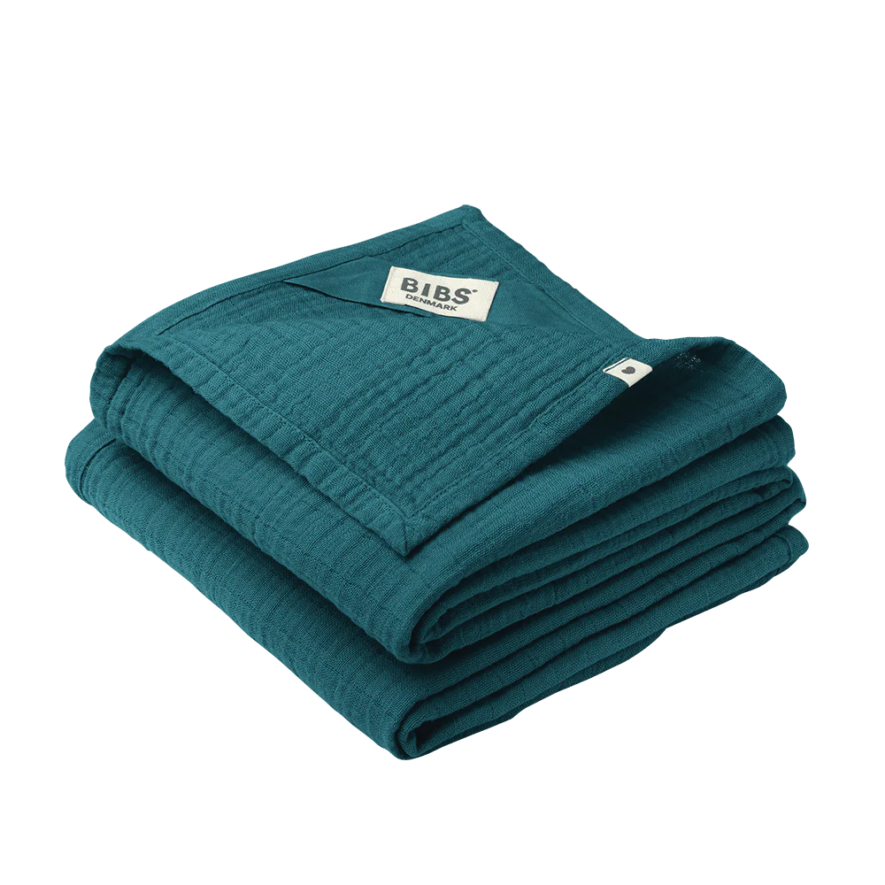 Муслиновая пелёнка BIBS 120x120 см зелёно-голубая 100% хлопок