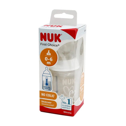 NUK First Choice+ butilkasi 150 ml, silikon so'rg'ich bilan