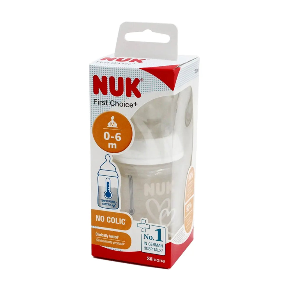 NUK First Choice+ butilkasi 150 ml, silikon so'rg'ich bilan