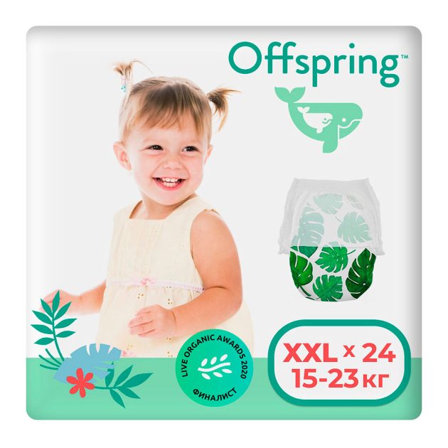 Offspring трусики-подгузники XXL 15-23 кг Тропики 24 шт