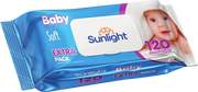 Влажные салфетки Sunlight, синие, 120 шт., для детей