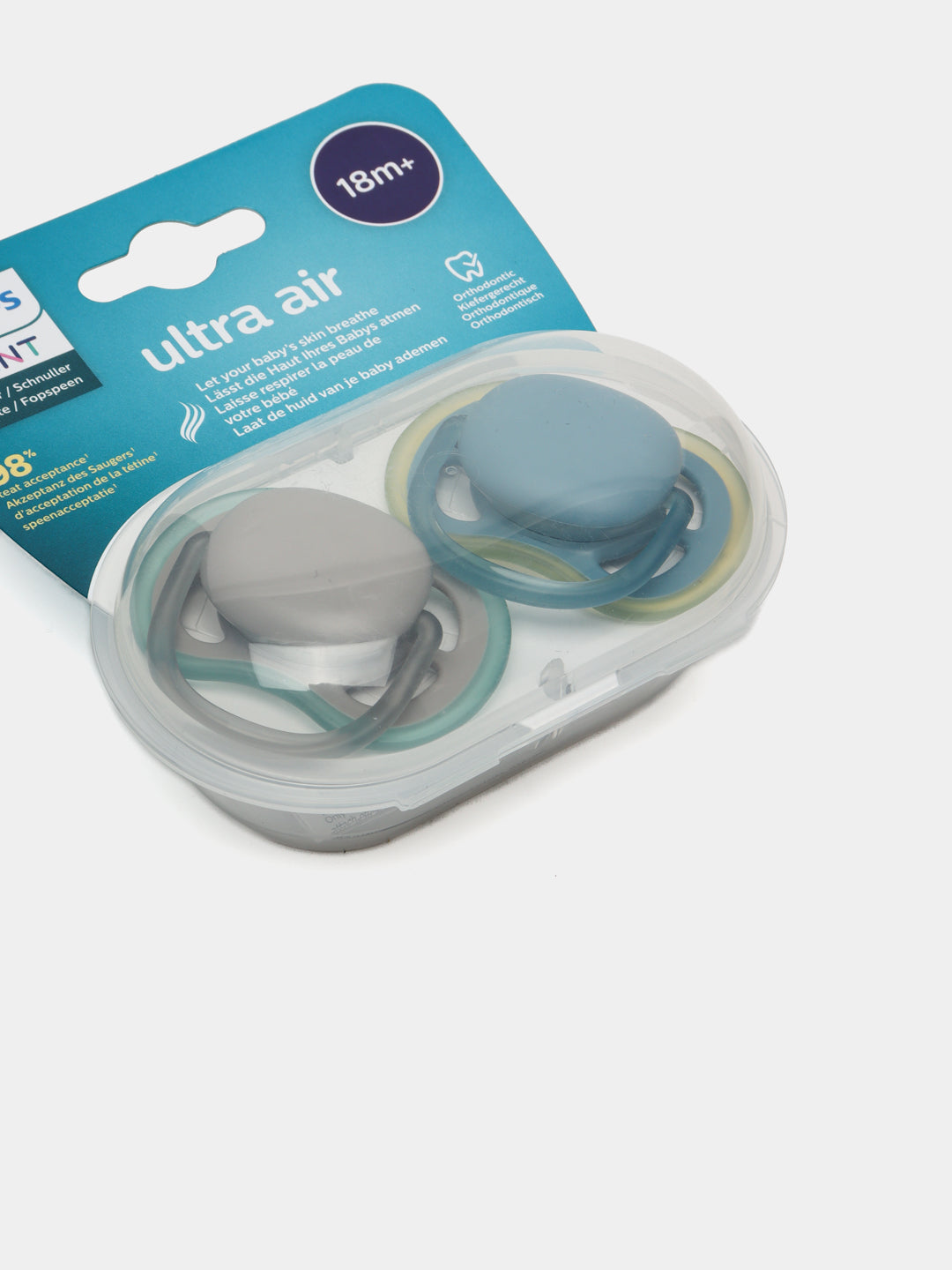 Пустышка Philips Avent Ultra Air с футляром 18+ месяцев 2 шт