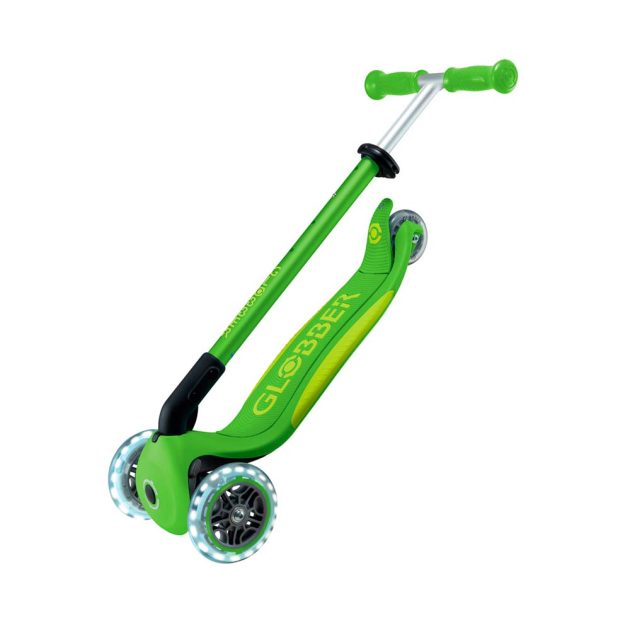 Самокат Globber Primo Foldable Plus Lights трёхколёсный Apple Green