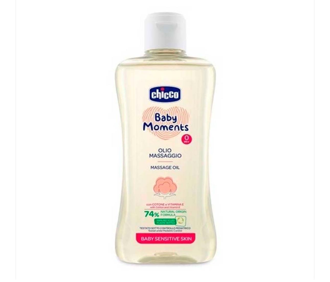 Массажное масло Chicco Baby Moments 200 мл для новорождённых 0+