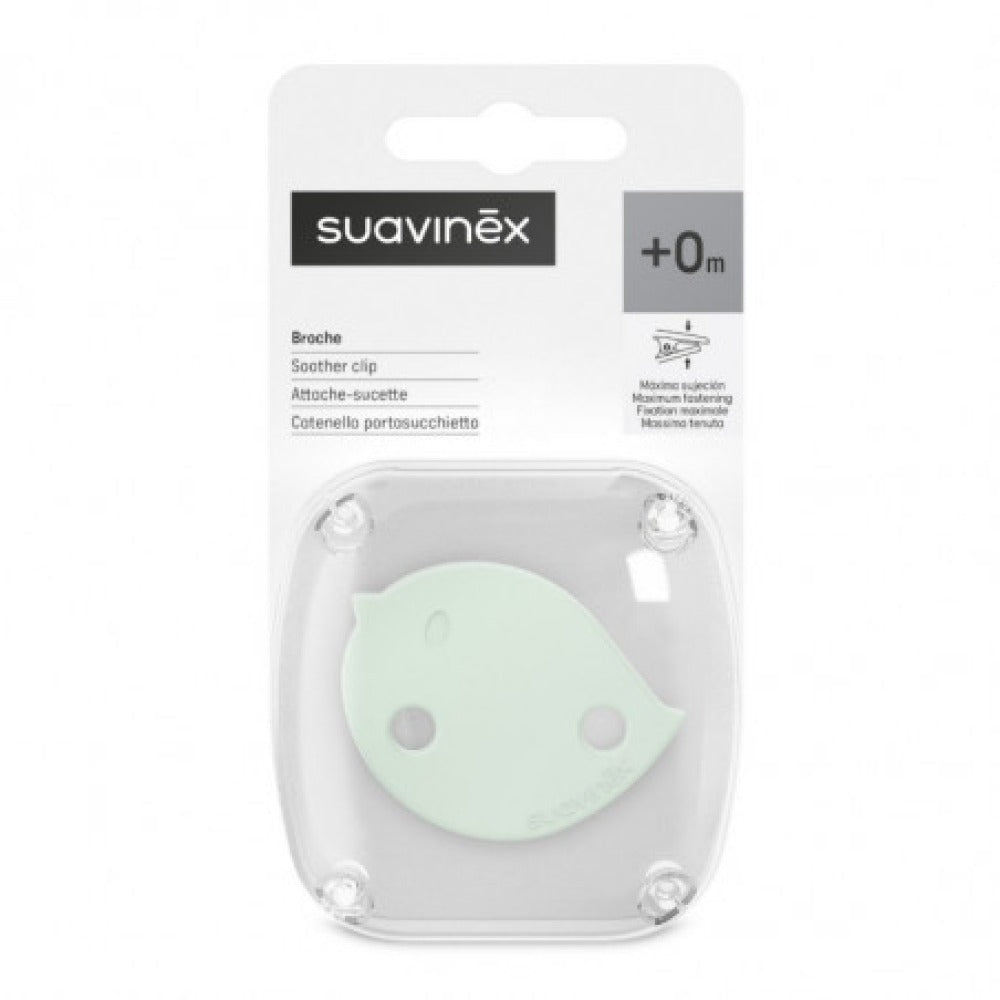 Держатель для пустышки Suavinex Birdies зелёный с клипсой