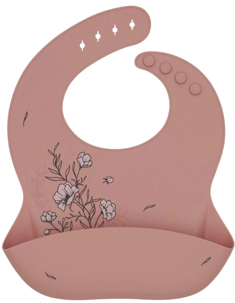 Silikonli ko'krakcha KikkaBoo Flora Sand — xavfsiz, yumshoq