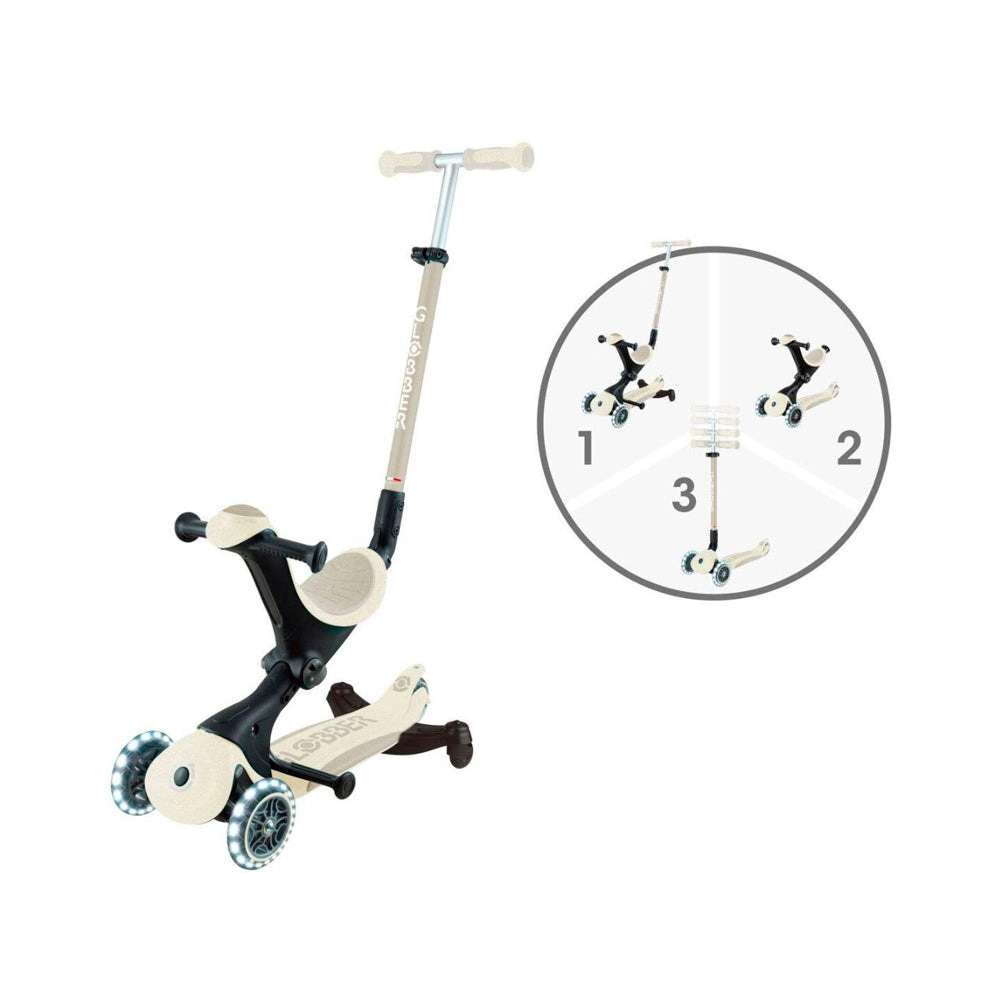 Globber Go Deluxe LIGHTS ECOLOGIC 360° bolalar samokati, 3-in-1, 4 xil rangda