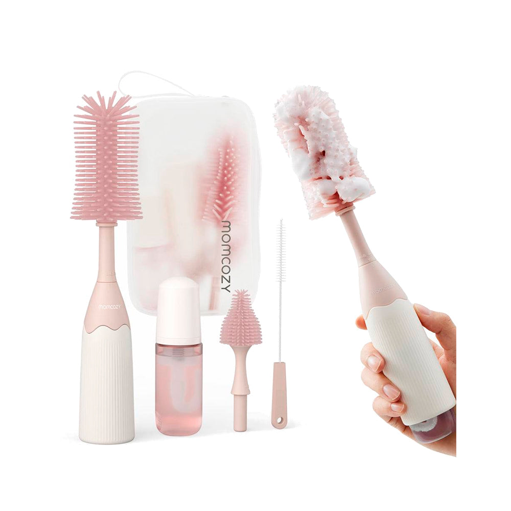 Щётка для бутылочек Momcozy Pink с длинной щетиной для узких горлышек