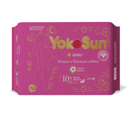 YokoSun Normal прокладки женские с крылышками 3 капли, 10 шт