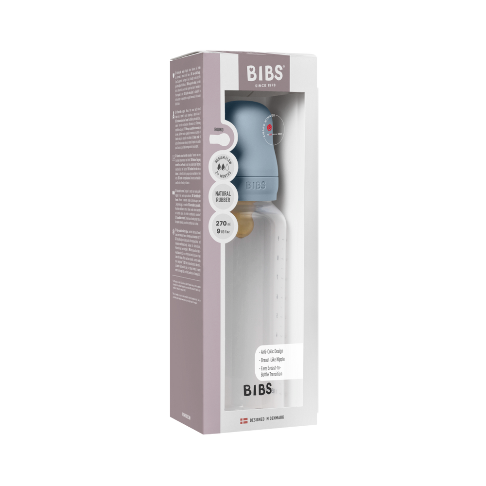 BIBS Round butilkasi 270 ml, Medium Flow lateks so'rg'ichli