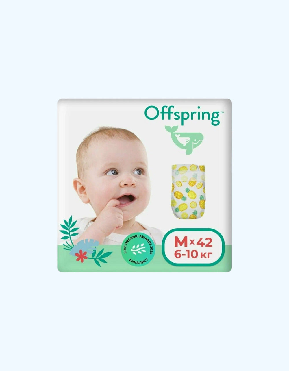 Offspring Подгузники M 6-10 кг 42 шт расцветка Ананасы