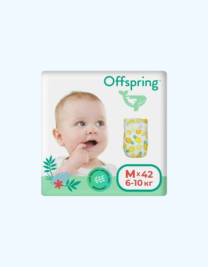 Offspring Подгузники M 6-10 кг 42 шт расцветка Ананасы
