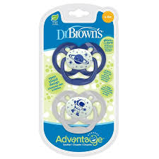 Пустышки Dr. Brown's Advantage уровень 2 светящиеся 6-18 месяцев синие 2 шт