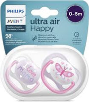 Пустышка Philips Avent Ultra Air силиконовая 0-6 месяцев девочка MAMA Бабочка 2 шт