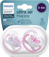 Пустышка Philips Avent Ultra Air силиконовая 0-6 месяцев девочка MAMA Бабочка 2 шт
