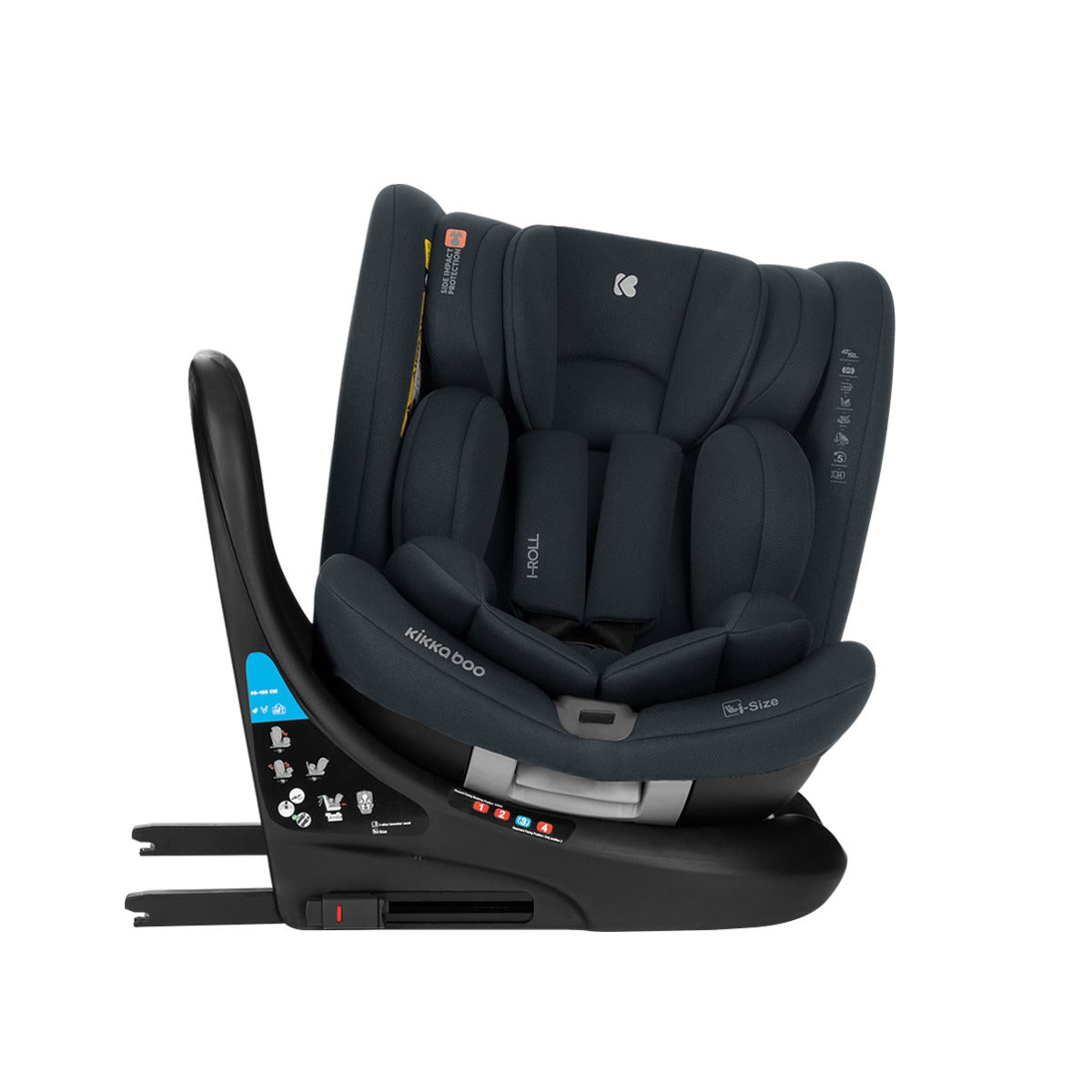Автокресло Kikkaboo i-Roll i-Size 360° чёрное 0-105 см ISOFIX