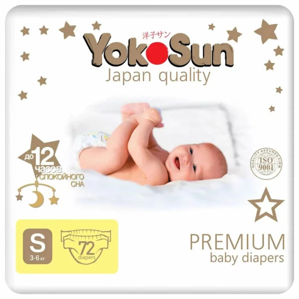 YokoSun Premium подгузники размер S 3-6 кг 72 шт