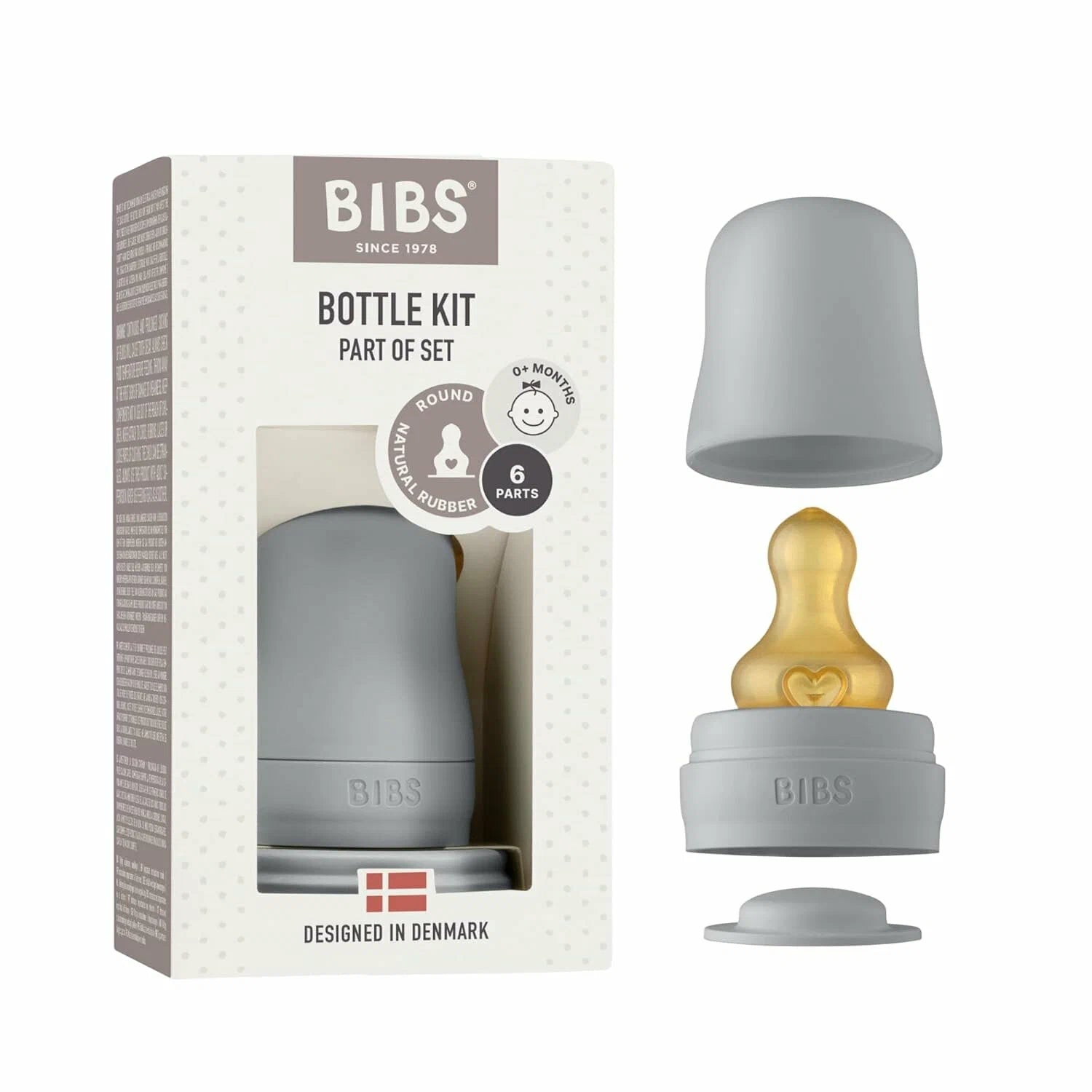 Набор аксессуаров BIBS Bottle Kit латексная соска серый для бутылочки
