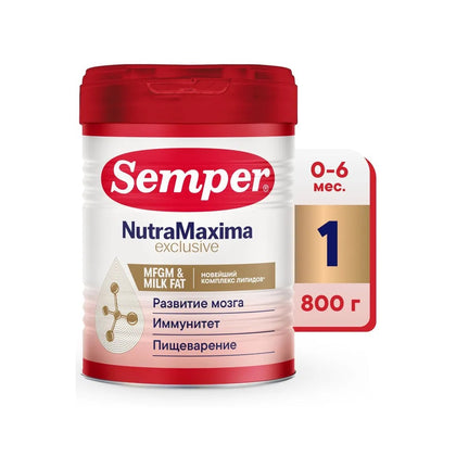 Semper NutraMaxima Exclusive 1 sut aralashmasi, 800 g, 0–6 oy