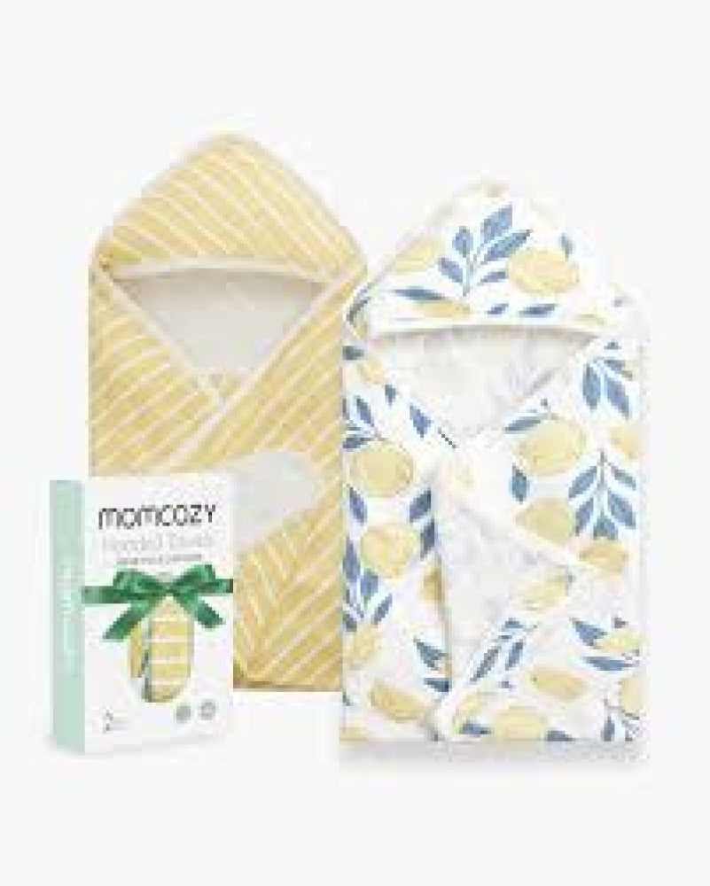 Kapshonli sochiq Momcozy Lemon Leaves, 2 dona, 71x71 sm, chaqaloqlar uchun