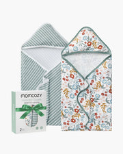 Полотенце с капюшоном Momcozy Petite Blossom для новорождённых (2 шт)