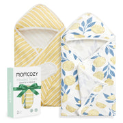 Полотенце с капюшоном Momcozy Whale Waves для новорождённых (2 шт)