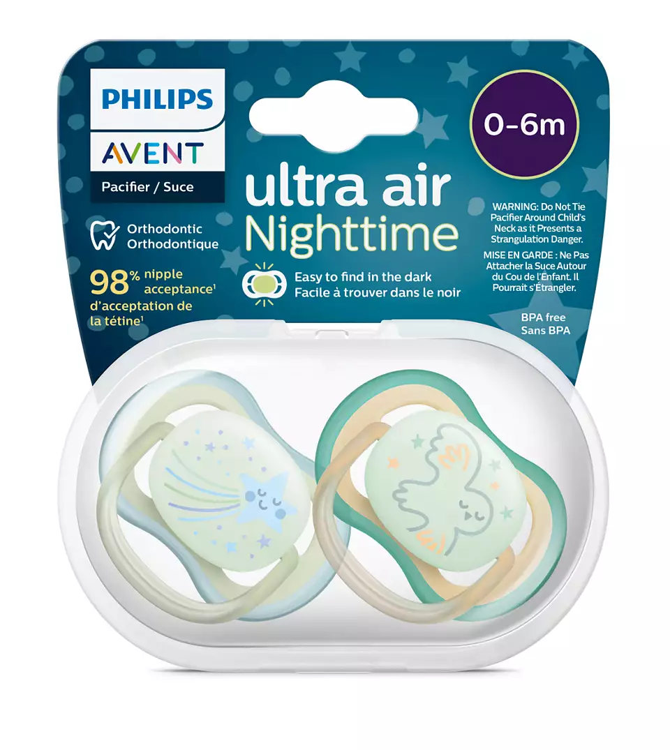 Пустышка Philips Avent Ultra Air Night светящаяся 0-6 месяцев силикон 2 шт