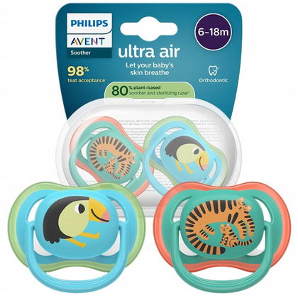 Пустышка Philips Avent Ultra Air силиконовая ортодонтическая 0-6 месяцев зелёная
