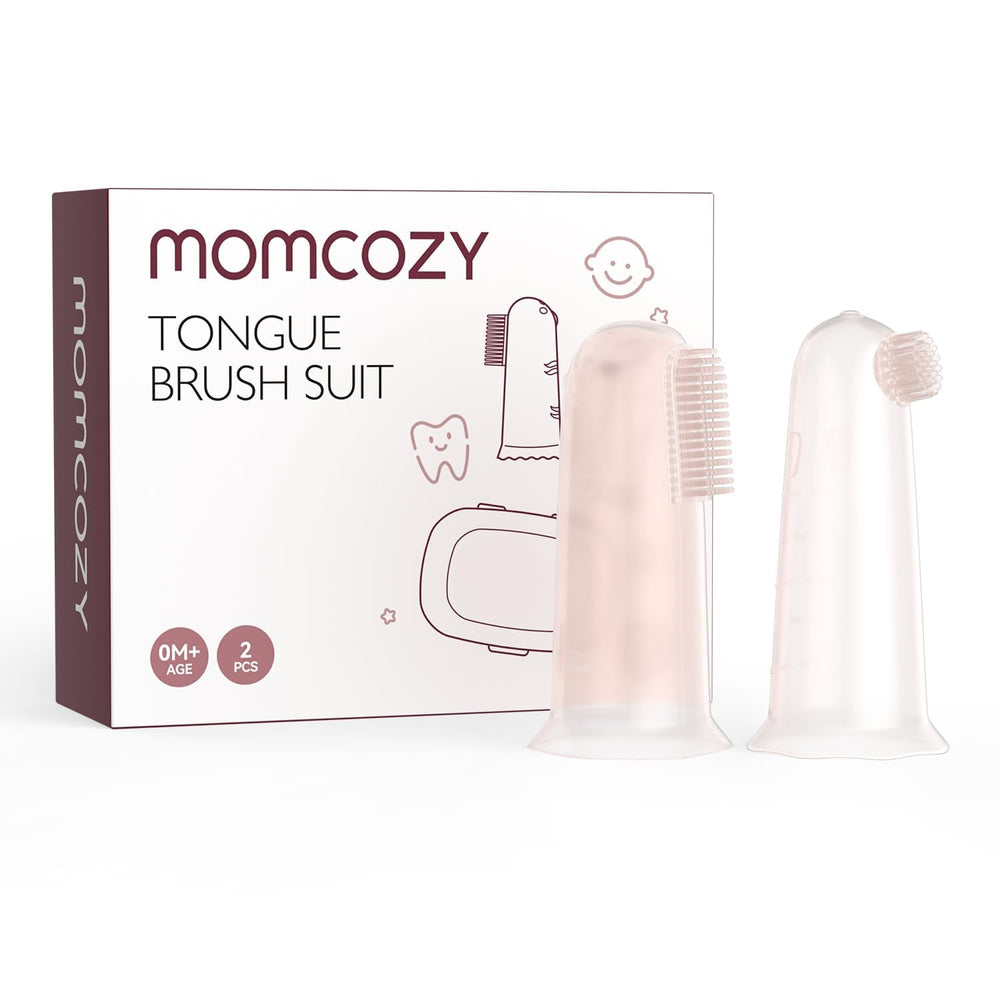 Silikon barmoq tish cho'tkasi Momcozy chaqaloqlar uchun 0-36 oy, 2 dona