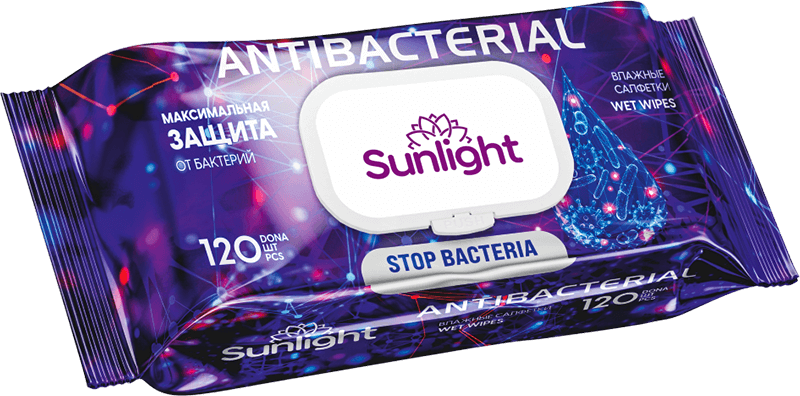 Антибактериальные влажные салфетки Sunlight 120 шт., для всей семьи