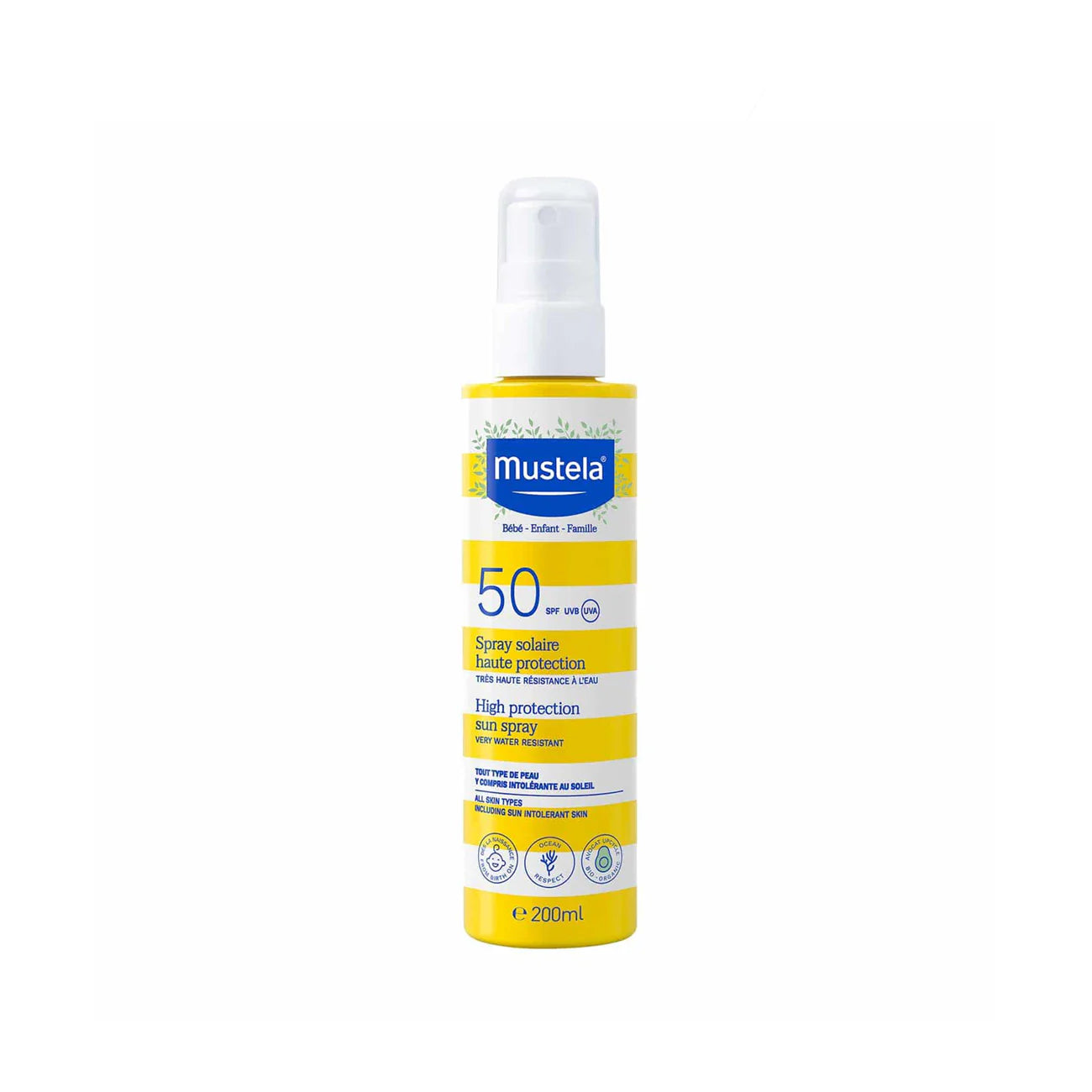 Mustela Quyoshdan himoya qiluvchi sprey - Bebe yuqori himoyalangan SPF 50 | 200 ml