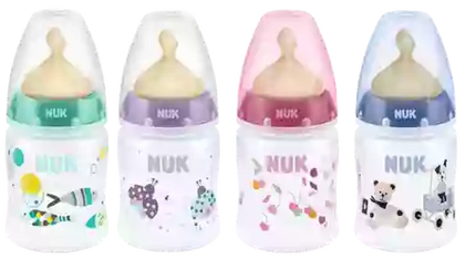 NUK shisha butilkasi 120 ml, lateks so'rg'ich bilan