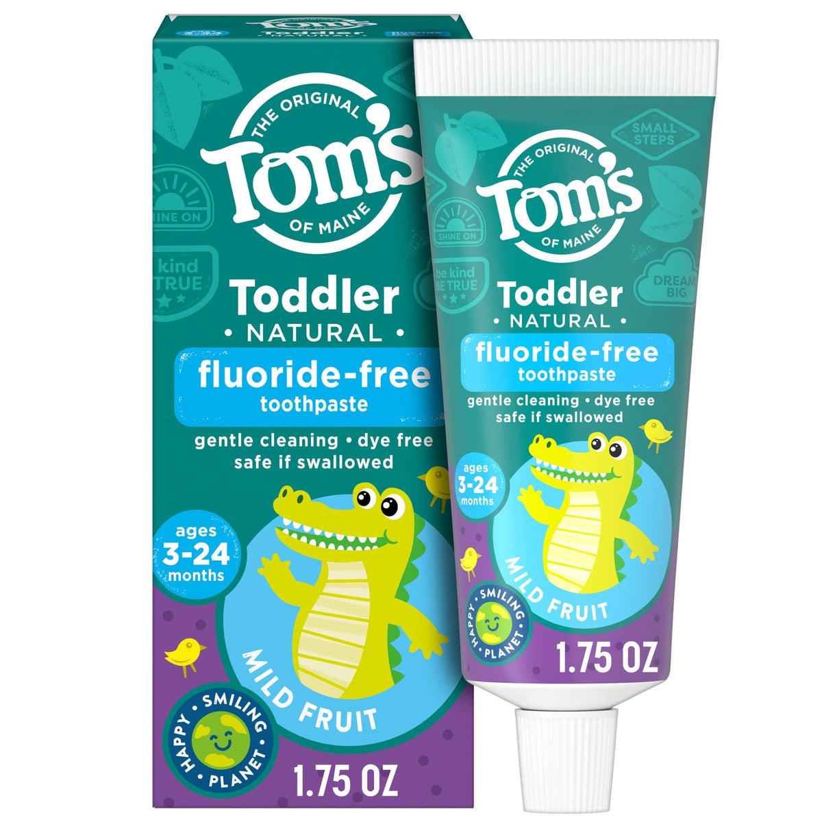 Tom's of Maine Toddler зубная паста без фтора Mild Fruit 49,6 г, коробка и тюбик