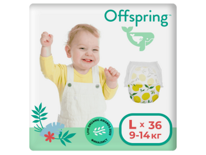 Трусики-подгузники Offspring L 9-14 кг 36 шт Лимоны