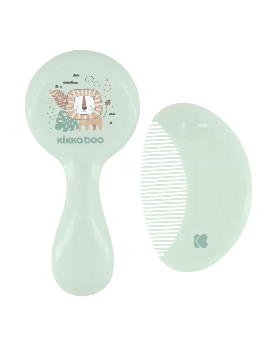 Щётка и расчёска KikkaBoo Savanna Mint натуральная щетина для малыша