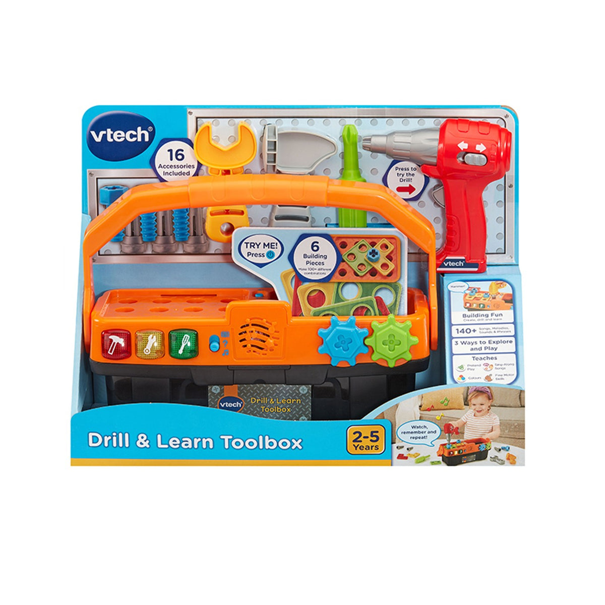 VTech Drill & Learn Toolbox asboblar qutisi, qadoq